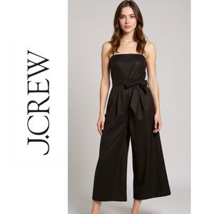 J. Crew Black Linen Cropped Wide Leg Jumpsuit Size 12
